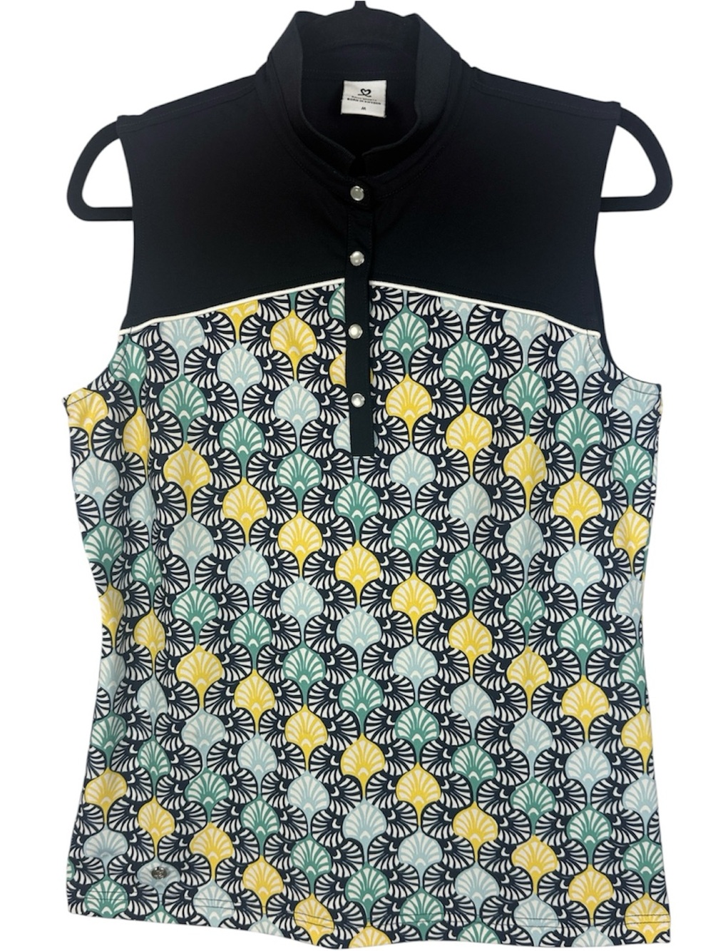 Daily Sports Sweden Sleeveless Golf Polo Top Geometric Print Size M